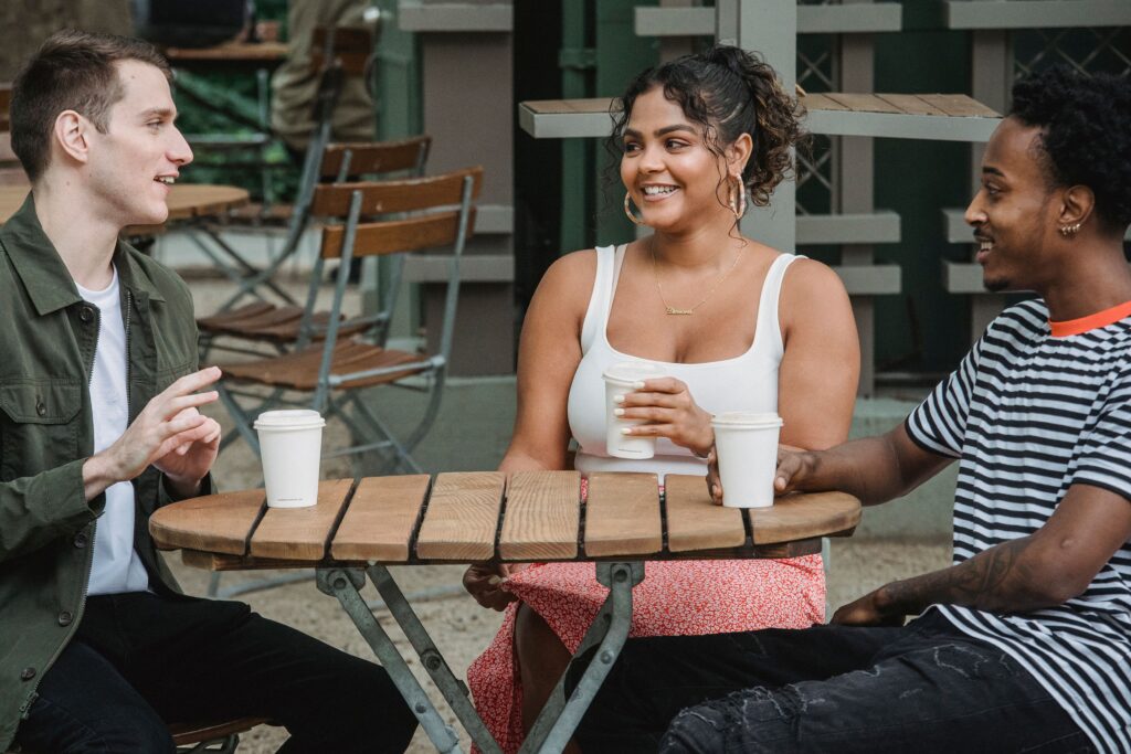 Friendly people representing positive personality words that start with A