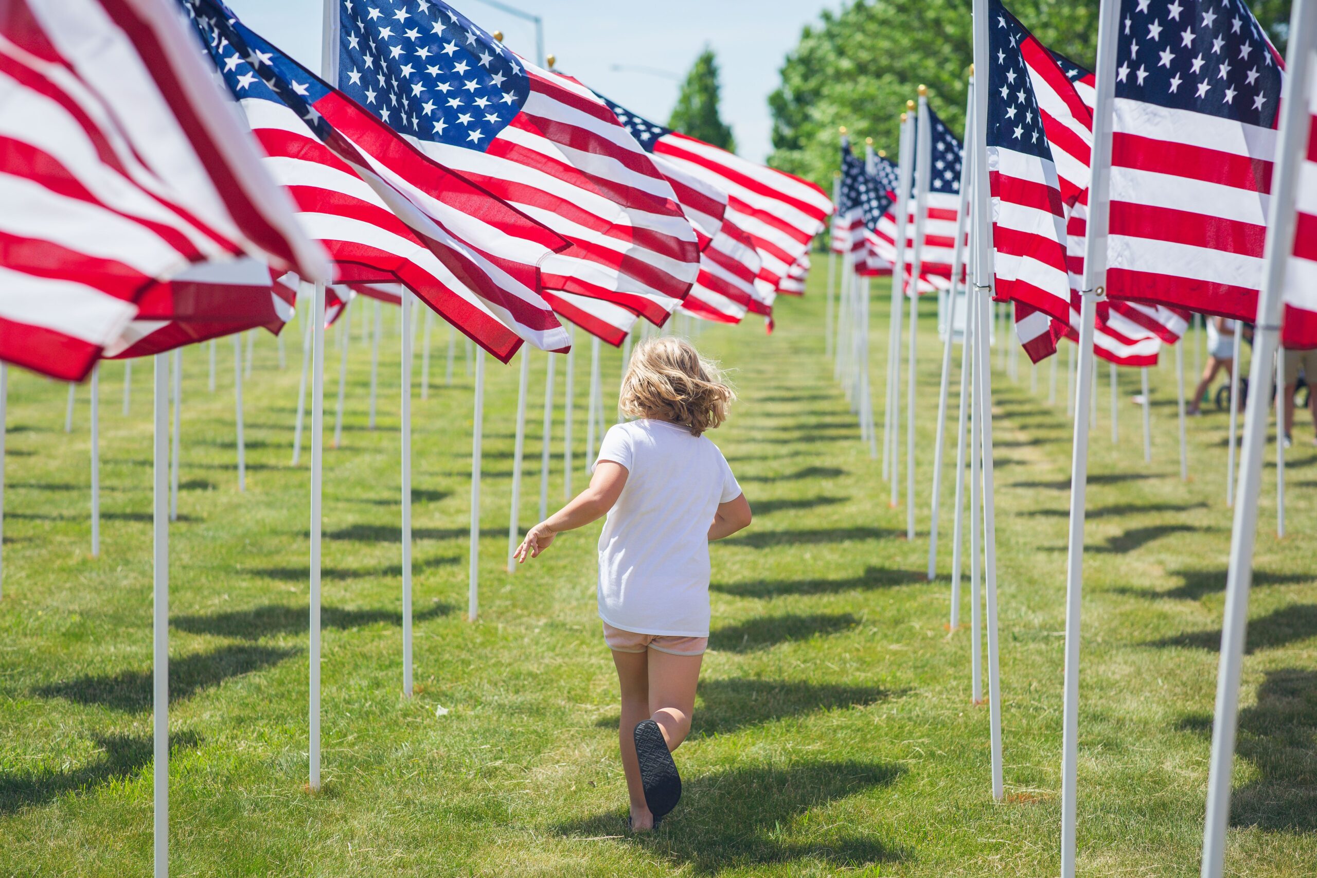 American flags displayed for Independence Day weekend in 2026